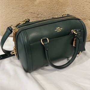 Coach Green Crossbody Bag with Gold Accents